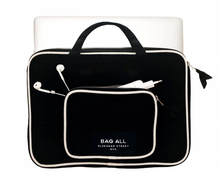 Load image into Gallery viewer, Bag-all Black Natural Cotton Charger Pocket Laptop Case
