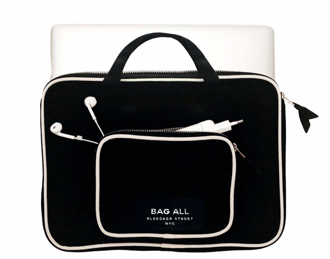 Bag-all Black Natural Cotton Charger Pocket Laptop Case