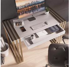 Load image into Gallery viewer, Luxury Slow-closing Drawer Matt White Finish Desk
